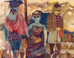 Bal Masqué by Maxwell Bennett Bates, 1960, watercolour on paper, sold Nov 2025