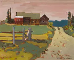 Hill Farmhouse at Glade, B.C. by Robert Genn, 1974, oil on board, sold Nov 2025