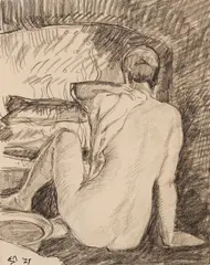 Figure by Edwin Holgate, 1927, charcoal on paper, sold Nov 2025