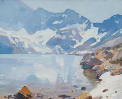 Lake McArthur by Carl Rungius, oil on canvas on board, sold Nov 2025