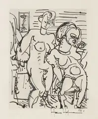Two Nudes by Hans Hofmann, lightprint on paper, sold Oct 2025