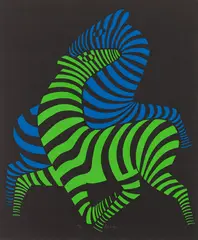 Tsikos-B by Victor Vasarely, serigraph and collage on paper, sold Oct 2025