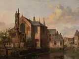 Vue d'une ville de Flandres by Pieter-Frans De Noter, 1829, oil on board, sold Oct 2025