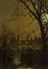 Old House at Knostrop (Leeds) by John Atkinson Grimshaw, 1876, oil on board, sold Oct 2025
