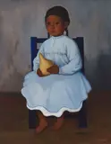 Seated Girl by Gustavo Montoya, oil on canvas, sold Oct 2025