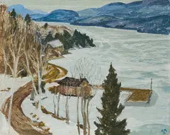 Lac Tremblant, PQ by Edwin Holgate, 1954, oil on board, sold Oct 2025