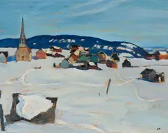 St. Fidèle, P.Q. by Edwin Holgate, 1926, oil on board, sold Oct 2025