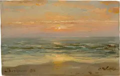 Borkum by Carl Wuttke, 1892, Öl auf Holz, sold Nov 2019