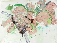 Puttiklatsch X by Cornelius Völker, 1996, Öl auf Leinwand, sold Dec 2018
