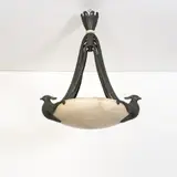 Lustre by Albert Cheuret, Bronze à patine verte et albâtre, sold Dec 2016