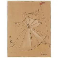 Composition by Óscar Domínguez, Encre de chine et aquarelle sur papier brun, sold Nov 2016