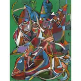 Composition à fond vert by André Lanskoy, Gouache sur papier, sold Nov 2016