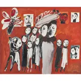 Réunion de personnages by Yannis Gaïtis, 1966, Huile sur toile, sold Nov 2016
