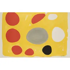 Grande composition fond jaune - circa 1970 by Alexander Calder, Lithographie en couleurs, épreuve HC signée, sold Nov 2016