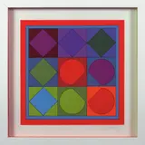 Damier multicolore - circa 1980 by Victor Vasarely, Sérigraphie en couleurs, épreuve d'artsite, sold Nov 2016