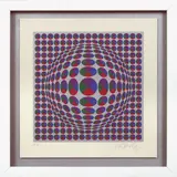 Sphère sur fond argenté - circa 1980 by Victor Vasarely, Sérigraphie en couleurs, épreuve d'artsite, sold Nov 2016