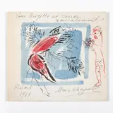 L'ange rouge sur fond bleu et double profi by Marc Chagall, Pastel et gouache sur fond d'impression, signé, sold Nov 2016