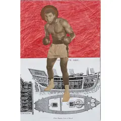 Ali by Godfried Donkor, 1999, Collage sur papier, sold Nov 2016