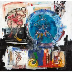 Convoitise by Dominique Zinkpè, 2014, Technique mixte sur toile, sold Nov 2016