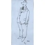 Homme les mains dans les poches by Jean-Jules Chassepot, 2007, Encre sur papier, sold Oct 2016