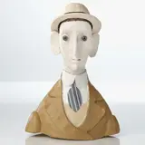 Buste au panama by Jean-Jules Chasse-Pot, 2005, Résine peinte, papier et verre, sold Oct 2016