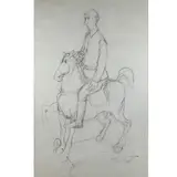 Homme à cheval by Jean-Jules Chasse-Pot, 1984, Crayon noir sur papier, sold Oct 2016