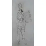 Homme au cadre by Jean-Jules Chasse-Pot, 2001, Crayon noir sur papier, sold Oct 2016