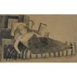 Jeune femme au divan by Aristide Caillaud, Crayon sur papier, sold Oct 2016