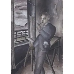Devant la fenêtre by Suzanne Roger, 1923, Huile sur toile, sold Oct 2016