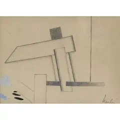 Composition cubiste by Auguste Herbin, 1917, Mine de plomb et aquarelle sur papier, sold Oct 2016