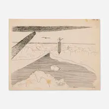 4D Arctic Polar Cross Airways Station (from the 4D Time Lock portfolio) by Buckminster Fuller, 1927, mimeograph, sold May 2023