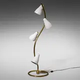 Table lamp by Modern, c. 1960, brass, enameled aluminum, sold May 2023