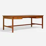 Desk by Kerstin Hörlin-Holmquist, c. 1975, teak, brass, sold Apr 2023