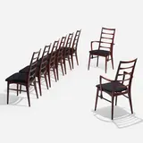 Lis dining chairs, set of eight by Niels Koefoed, beech, upholstery, sold Apr 2023