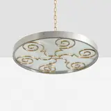 Ceiling lamp by Lars Holmström, c. 1930, steel, brass, enameled steel, frosted glass, sold Apr 2023