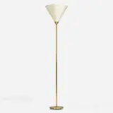 Floor lamp by Nordiska Kompaniet, c. 1945, brass, enameled aluminum, sold Apr 2023