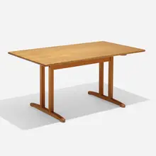 Dining table by Børge Mogensen, c. 1955, pine, brass, sold Apr 2023