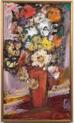 Floral Abstract by Étienne Ret, Oil on Board, offered Jun 2016