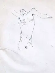Female Christ by Fernando Puma, Pen and ink on paper, offered Dec 2020