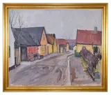 Danish Village by Per Sonne, Oil on canvas. Initialed lower right, offered Dec 2020