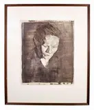 Gessenker Frauenkopf by Käthe Kollwitz, etching. Van Der Becke, offered Dec 2020