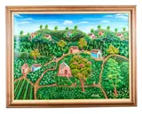 Village Scene' by Jacques-Lionel Henry, 1982, Acrylic on canvas, offered Dec 2020