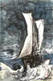 Seascape by Zhong Rurong, ink wash on paper 36 1/16 x 23 3/4 inches, offered Oct 2020