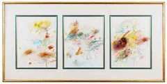 Triptych by David Miller, Watercolor, gouache and ink on paper, offered May 2020