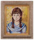 Portrait of a Girl by Albert Harrison, Oil on Canvas. WPA Era, offered May 2020