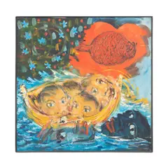 The Red Flounder - 1985 by Charles Hewitt, oil on canvas, sold Dec 2024