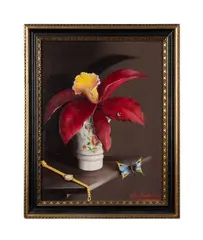 Untitled - Still Life with Floral Vase by Alfano Dardari, oil on masonite board, sold Dec 2024