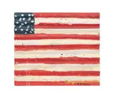Untitled - large folk art flag by Reuben Aaron Miller, acrylic on tin fragment, sold Dec 2024