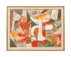 Untitled - Cubist by Comer Jennings, mixed media on masonite, sold Dec 2024