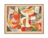 Untitled - Cubist by Comer Jennings, mixed media on masonite, sold Dec 2024